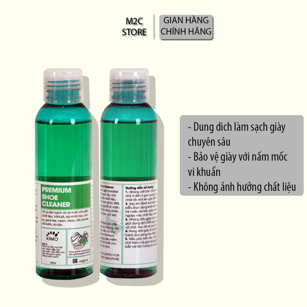 Chai Dung Dịch Vệ Sinh Giày Sneaker Premium Shoe Cleaner XIMO 120ml Làm Sạch Chuyên Sâu XXI05