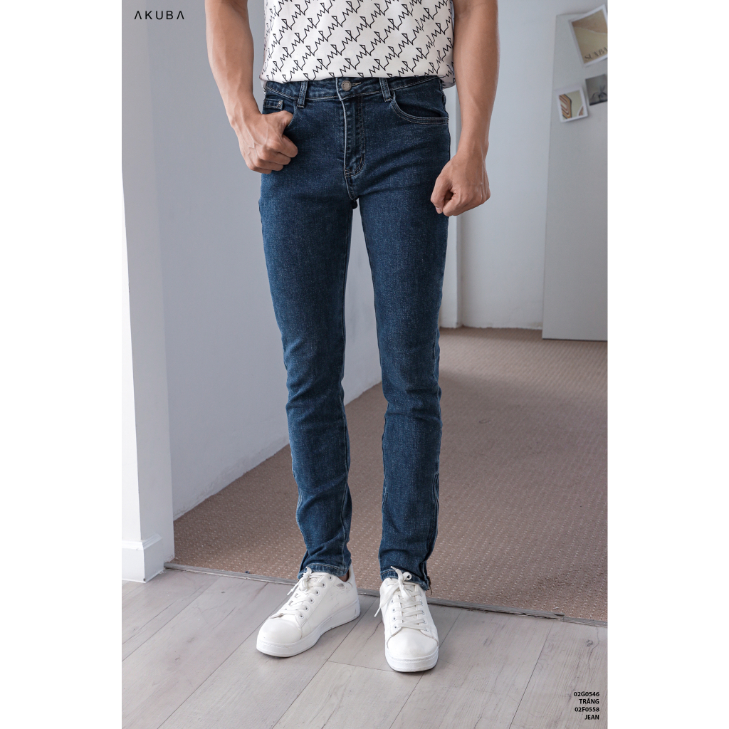 Quần jean nam Akuba form slimfit ống ôm 02F0558