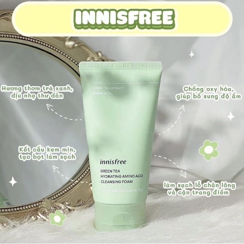 Sữa rửa mặt dưỡng ẩm da innisfree Green Tea Amino Cleansing Foam 150g | BigBuy360 - bigbuy360.vn