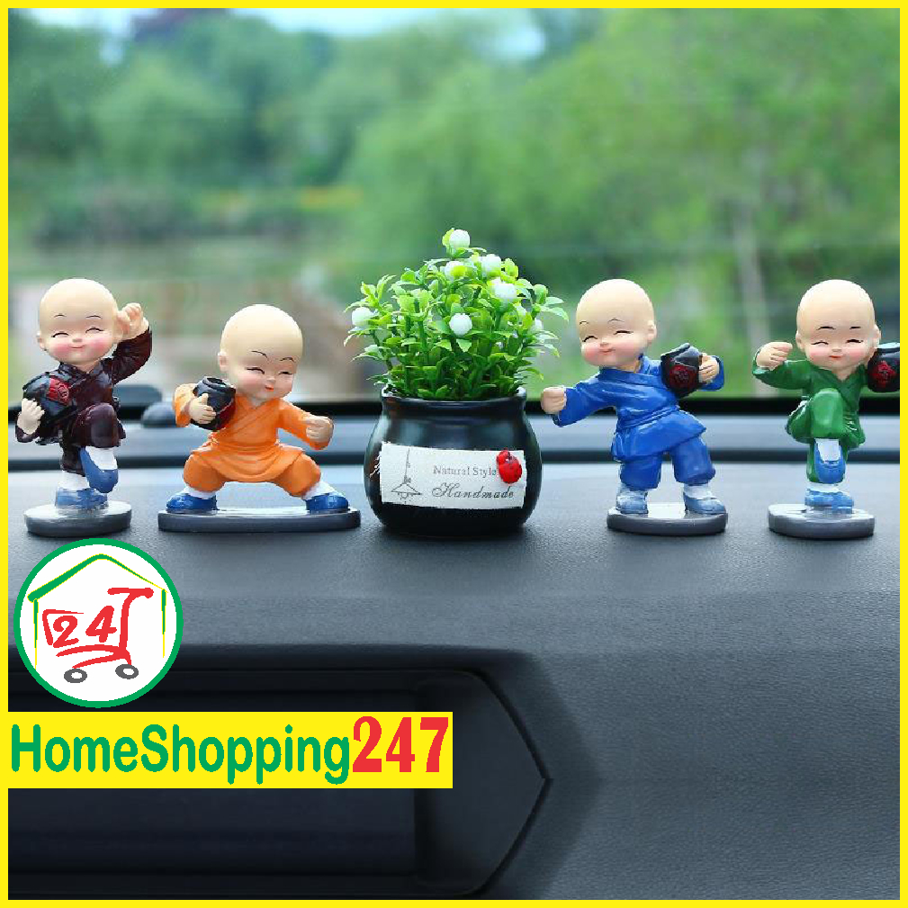 Bộ 4 chú tiều Kung Fu trang trí tap lô ô tô, trang trí bàn làm việc, trang trí tiểu cảnh, góc học tập.