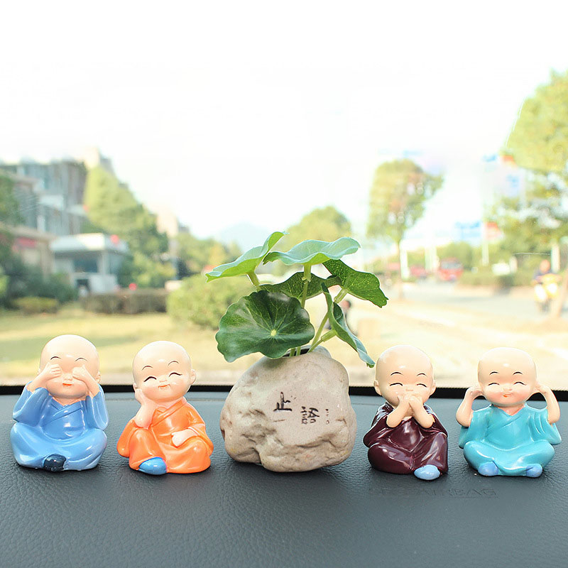 Bộ 4 chú tiều Kung Fu trang trí tap lô ô tô, trang trí bàn làm việc, trang trí tiểu cảnh, góc học tập.