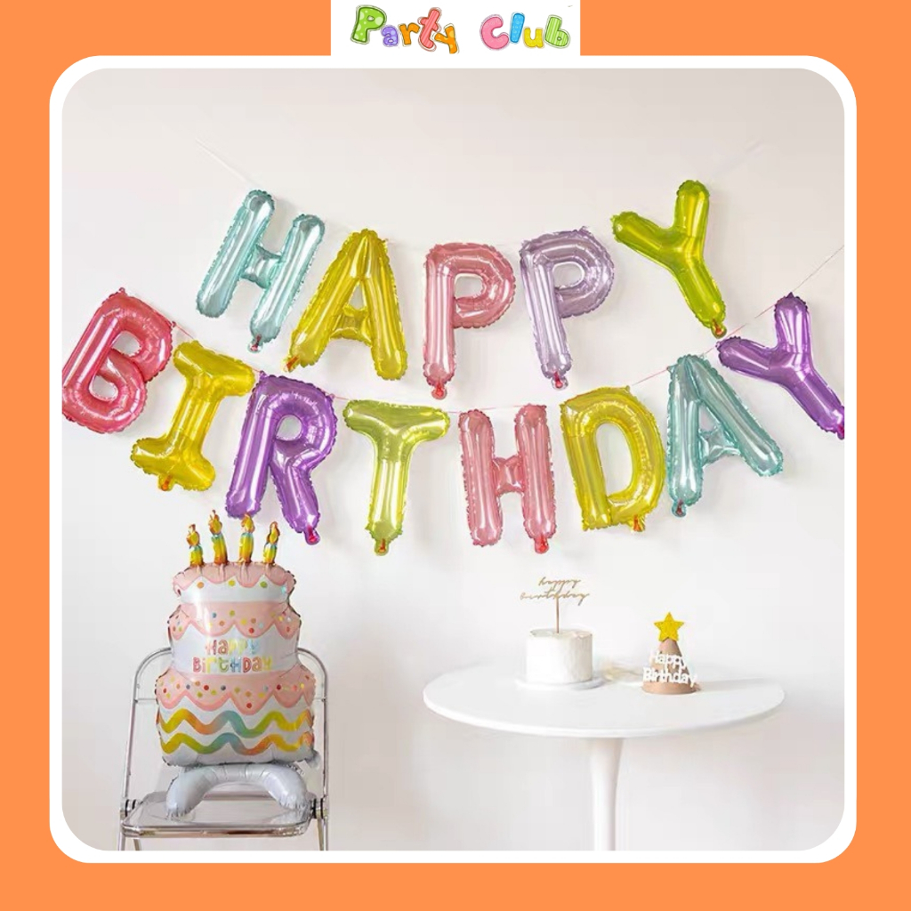 Bộ bóng chữ happy birthday màu pha lê nhiều màu trang trí sinh nhật