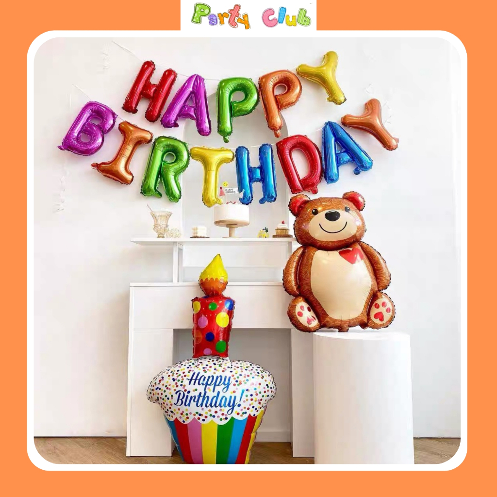 Bộ bóng chữ happy birthday màu pha lê nhiều màu trang trí sinh nhật