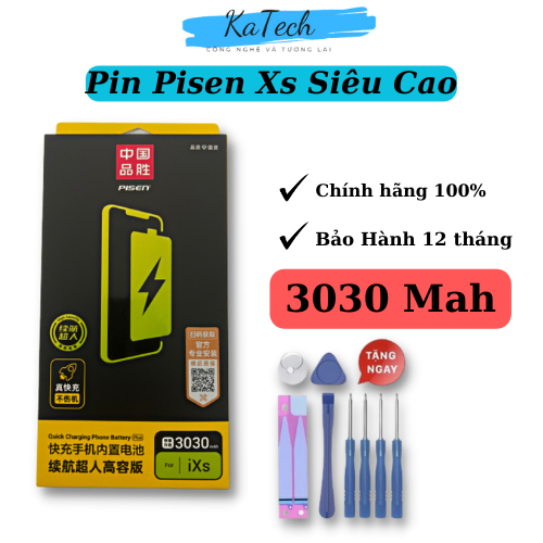 Pin Pisen cho ip Xs dung lượng siêu cao 3030 Mah