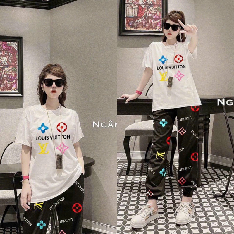 BỘ THUN QUẦN DÀI ÁO PHOM RỘNG THÊU CHỮ ĐỦ SIZE 40-70kg