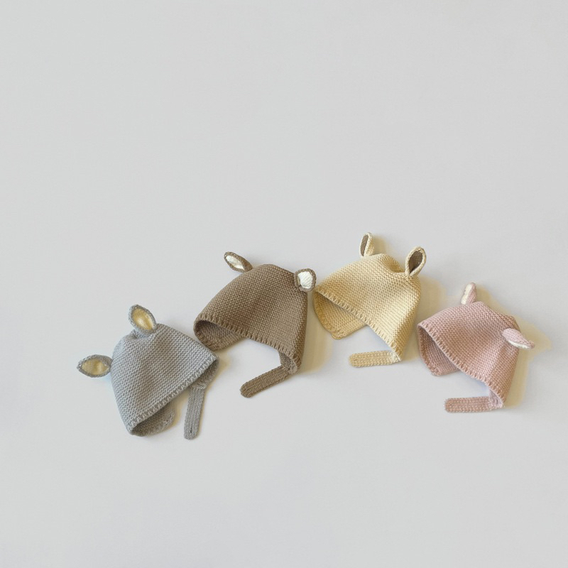 Mũ trùm len dệt 2 tai cho bé