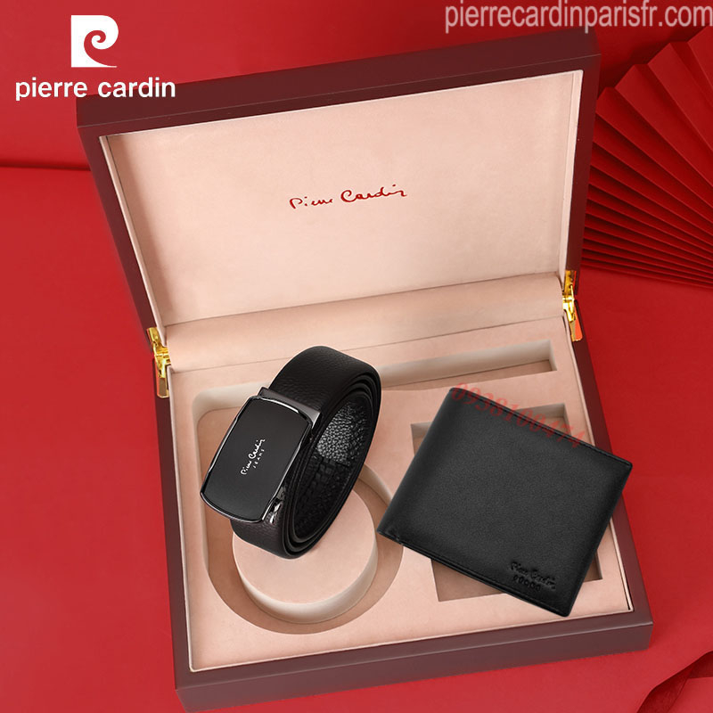 Combo thắt lưng ví Pierre Cardin chính hãng da bò thật khóa tự động SETPC23