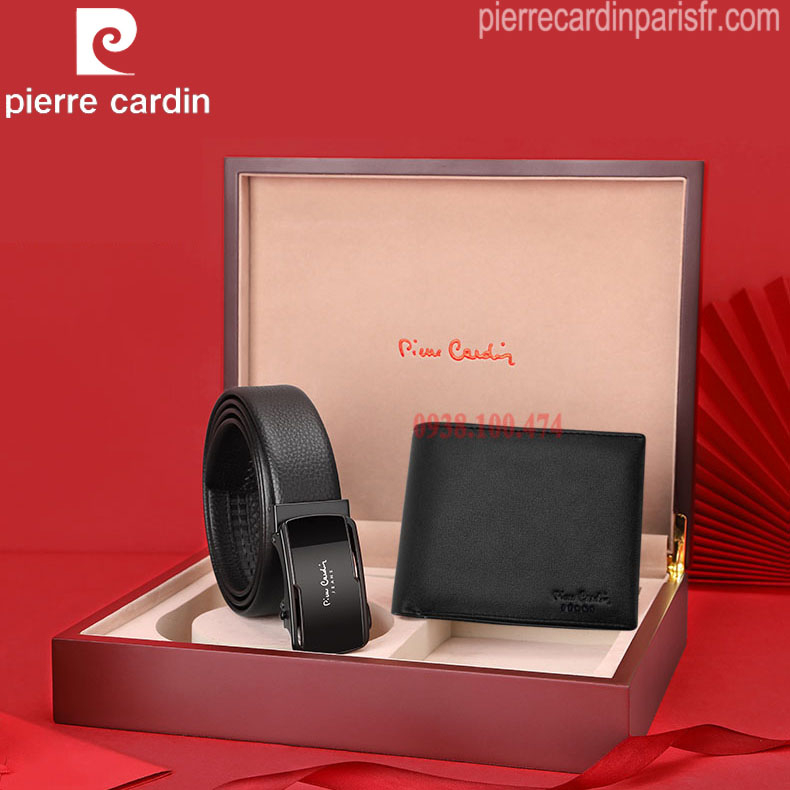 Combo ví thắt lưng Pierre Cardin chính hãng da bò thật khóa tự động SETPC22