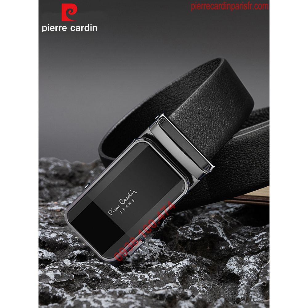Thắt lưng Pierre Cardin chính hãng khóa chốt tự động dây da bò thật PCJ1111