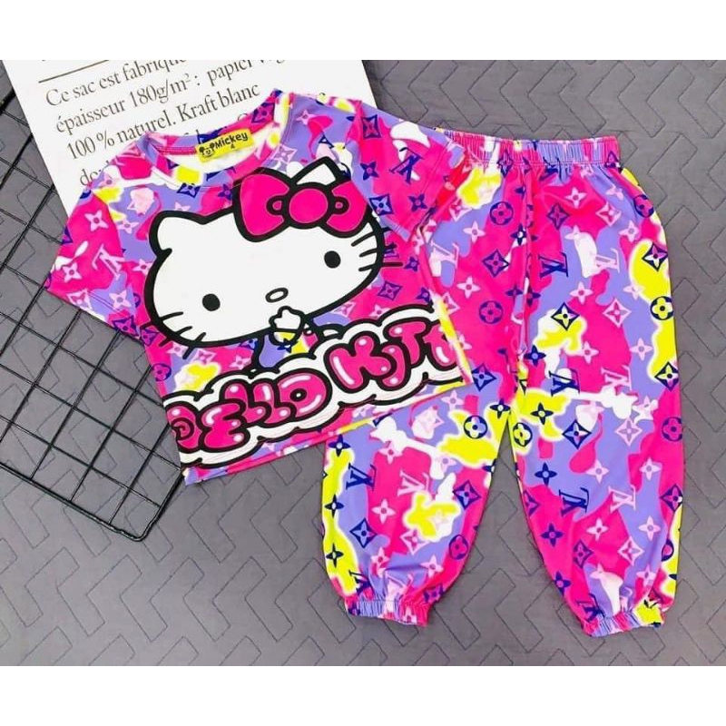 ĐỒ BỘ THUN BÉ TRAI BÉ GÁI NGẮN TAY QUẦN DÀI IN 3D HOẠT HÌNH DỄ THƯƠNG