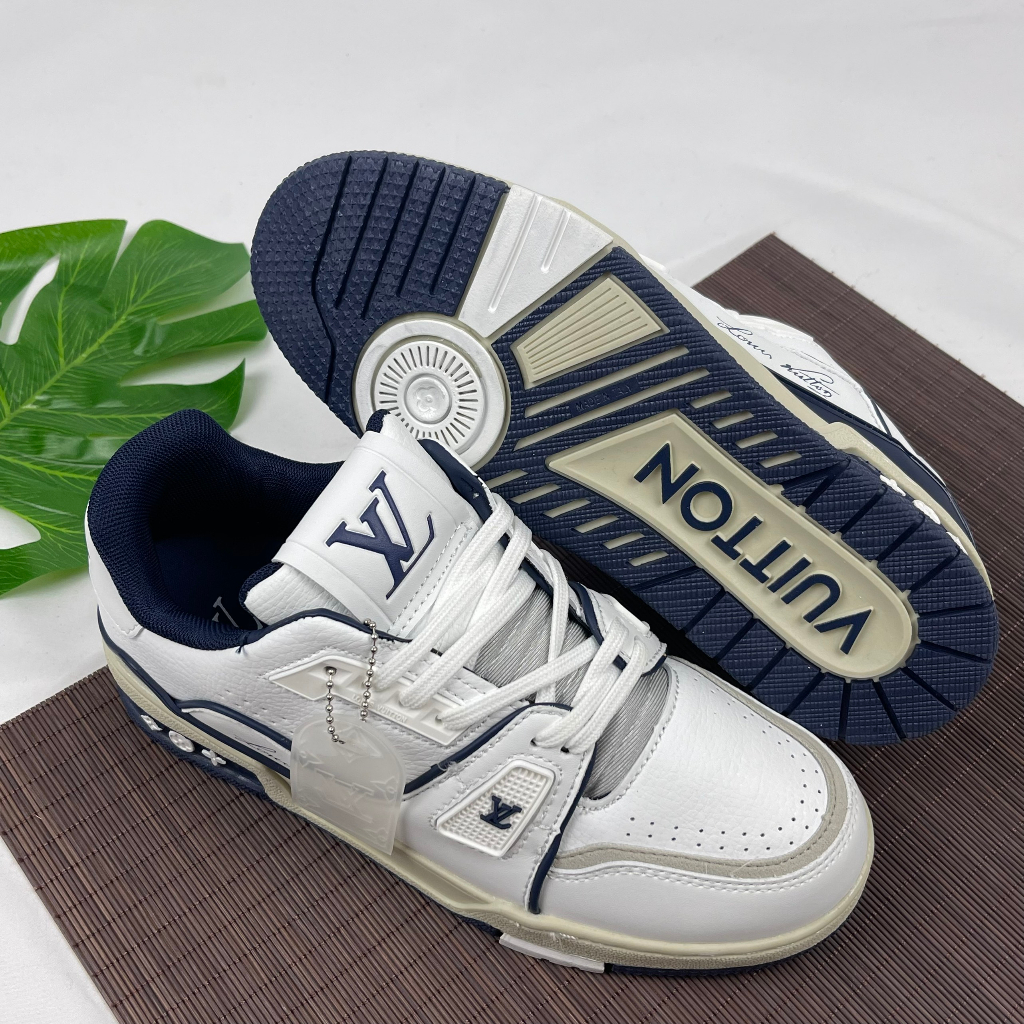 Giày Thể Thao Louis Vuitton Lv Trainer #54 Signature Marine Blue Best Xịn,Giày Sneaker LV54 Xanh Navy Trắng Sữa