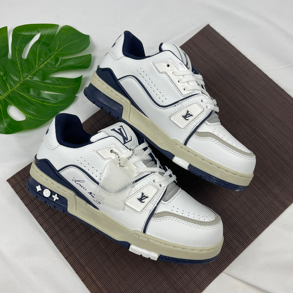 Giày Thể Thao Louis Vuitton Lv Trainer #54 Signature Marine Blue Best Xịn,Giày Sneaker LV54 Xanh Navy Trắng Sữa