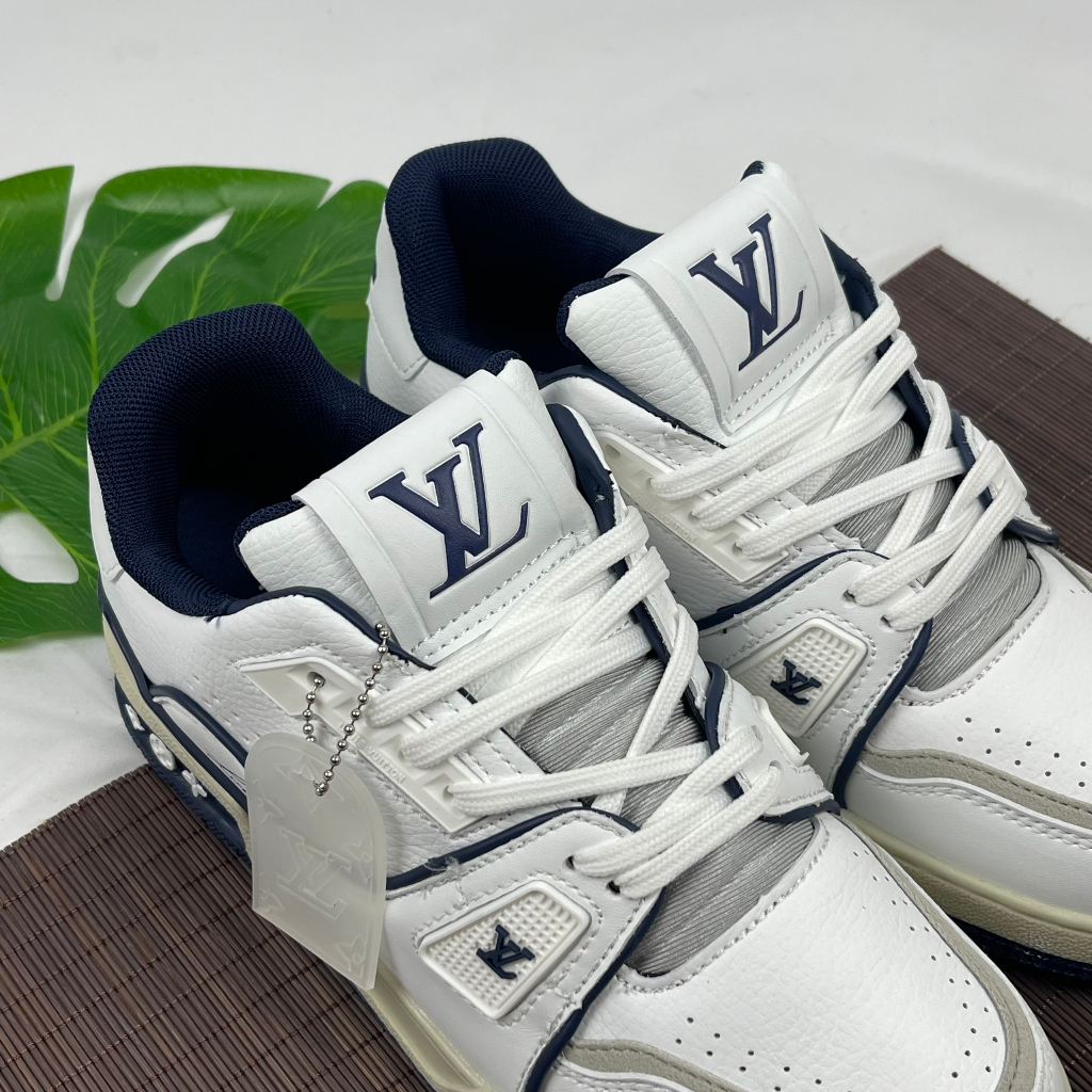Giày Thể Thao Louis Vuitton Lv Trainer #54 Signature Marine Blue Best Xịn,Giày Sneaker LV54 Xanh Navy Trắng Sữa
