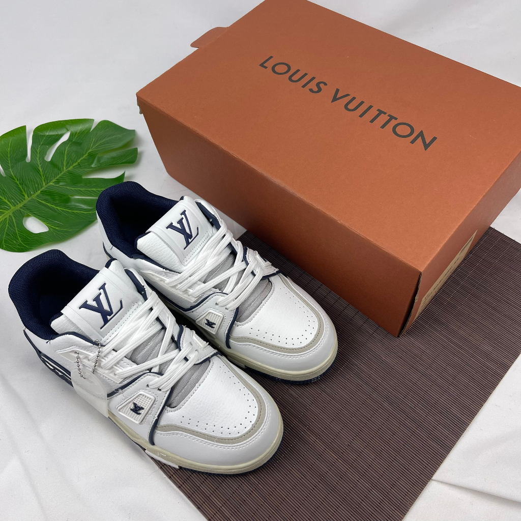 Giày Thể Thao Louis Vuitton Lv Trainer #54 Signature Marine Blue Best Xịn,Giày Sneaker LV54 Xanh Navy Trắng Sữa