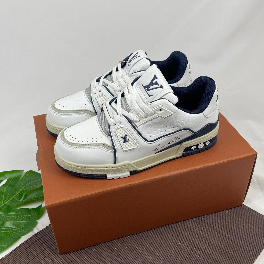 Giày Thể Thao Louis Vuitton Lv Trainer #54 Signature Marine Blue Best Xịn,Giày Sneaker LV54 Xanh Navy Trắng Sữa