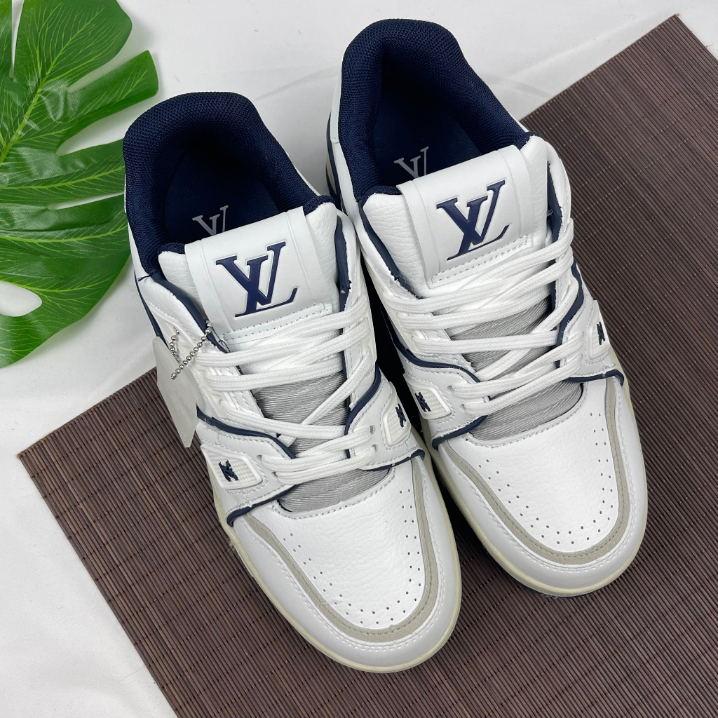 Giày Thể Thao Louis Vuitton Lv Trainer #54 Signature Marine Blue Best Xịn,Giày Sneaker LV54 Xanh Navy Trắng Sữa