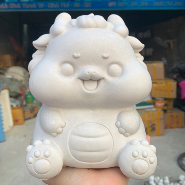 TƯỢNG THẠCH CAO TÔ MÀU RỒNG XINH - TƯỢNG TÔ MÀU ACRYLIC / GOUACHE