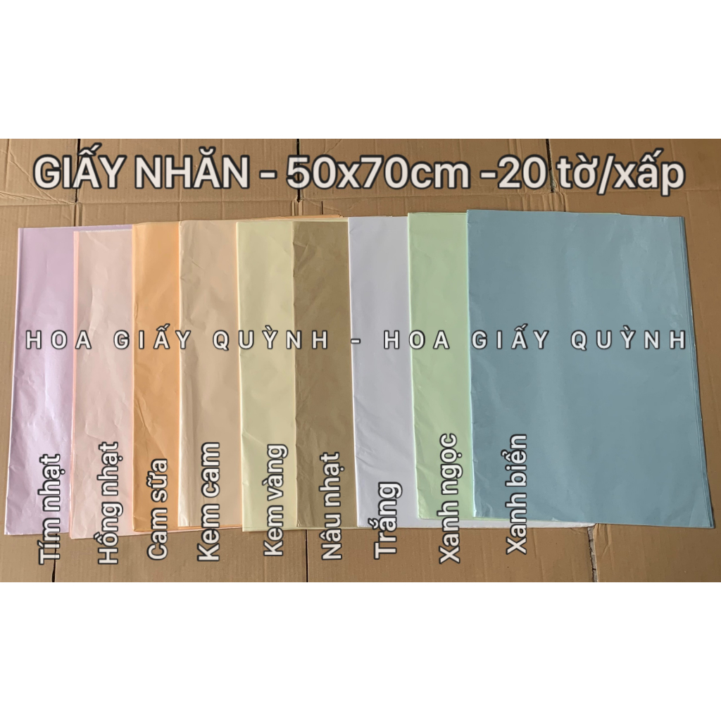GIẤY NHĂN - xấp 20 tờ 50x70cm  - gói hoa, trái cây., quà tặng...