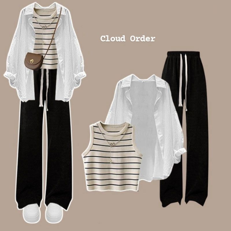 Set áo croptop quần suông ống rộng outfit of the day
