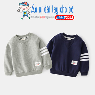 Áo nỉ cho bé WAPYPY áo nỉ dài tay chất da cá họa tiết thể thao thu đông 2023