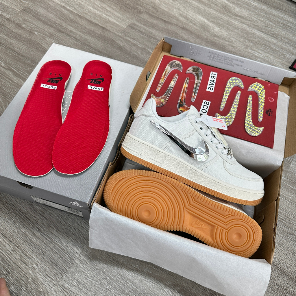 Giày thể thao Nike Air Force 1 Travis Scott White Pk God Factory hottrend 2023 full box+bill phụ kiện