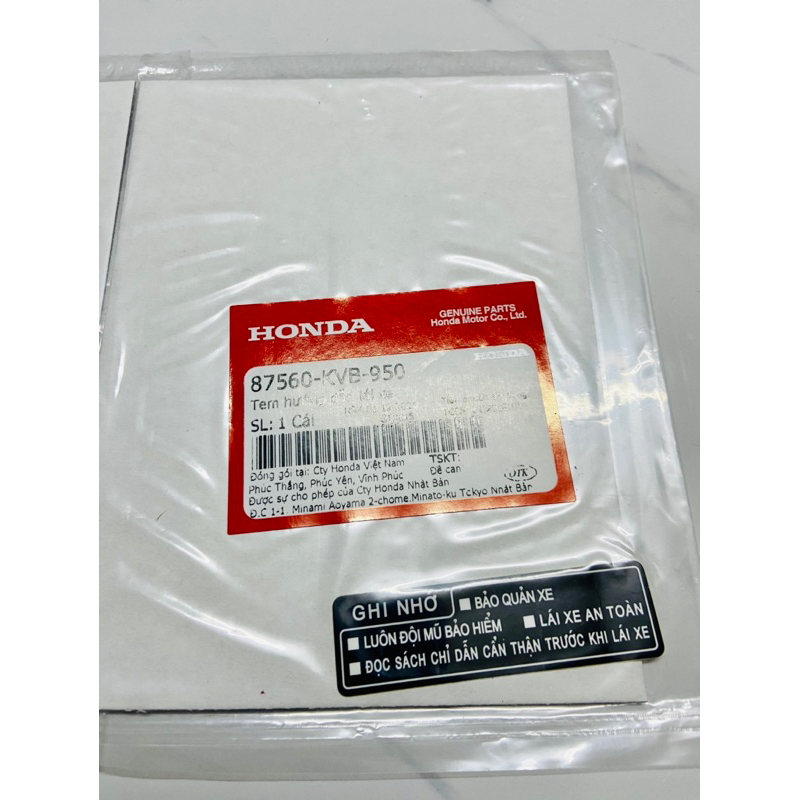 Tem thông số lớn + Tem Ghi Nhớ Honda Air Blade ab 110 125 Click 110 Vn