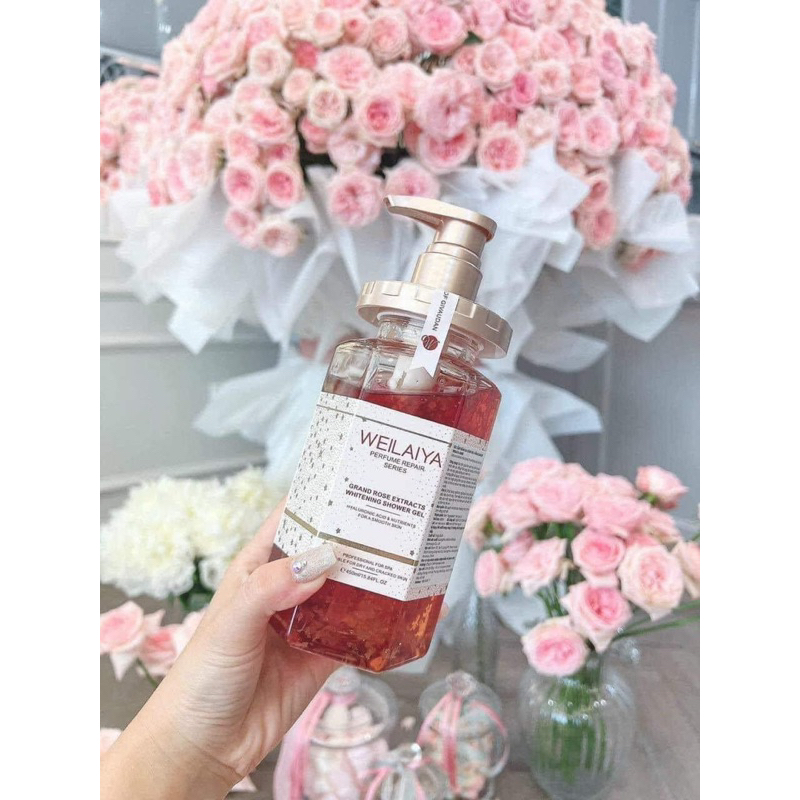 Sữa tắm cánh hoa Hồng Damask Weilaiya 450ml thơm lâu.
