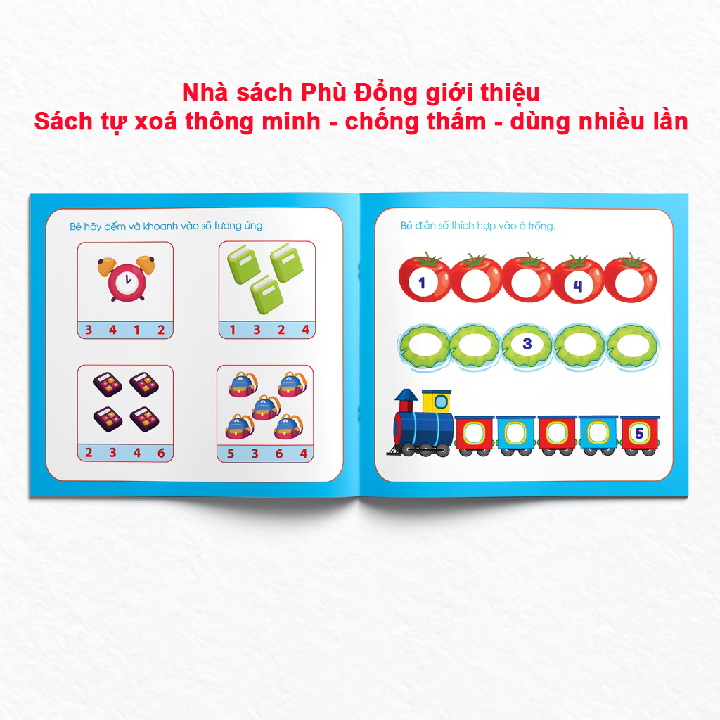 Sách - Tự Xóa Thông Minh - Bộ 4 Cuốn - Bé Học Chữ Số, Chữ Cái, Nét Bút Đầu Tiên, Hình Khối Và Màu Sắc