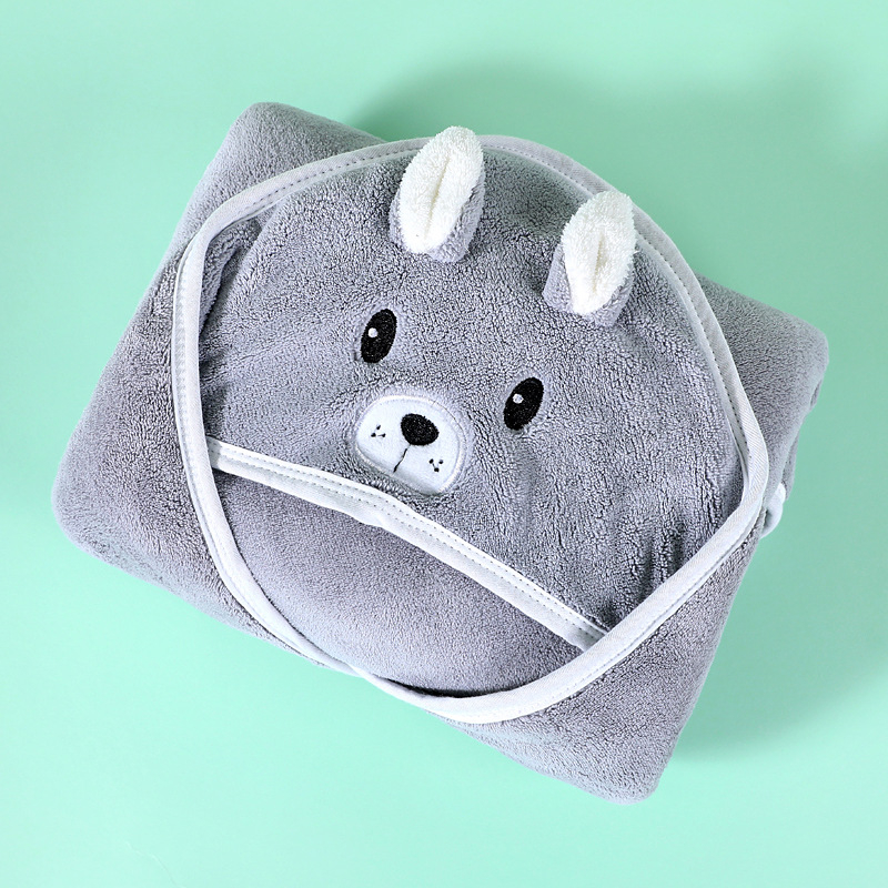 Khăn ủ quấn cho bé sơ sinh có mũ hình thú xinh xắn và dễ thương,khăn tắm có mũ quấn bé thấm hút tốt A165