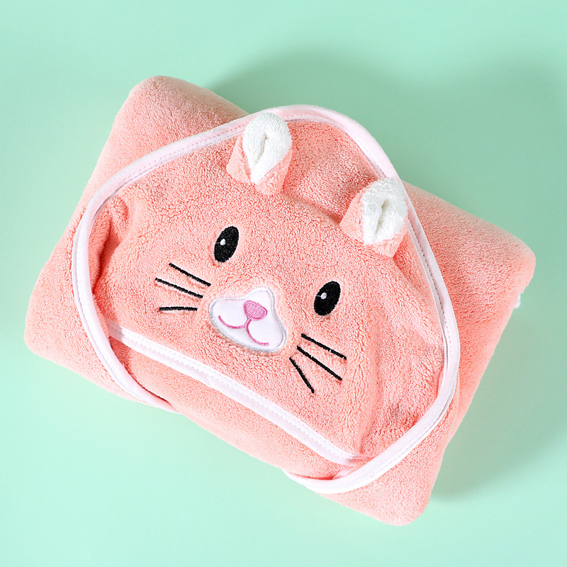 Khăn ủ quấn cho bé sơ sinh có mũ hình thú xinh xắn và dễ thương,khăn tắm có mũ quấn bé thấm hút tốt A165