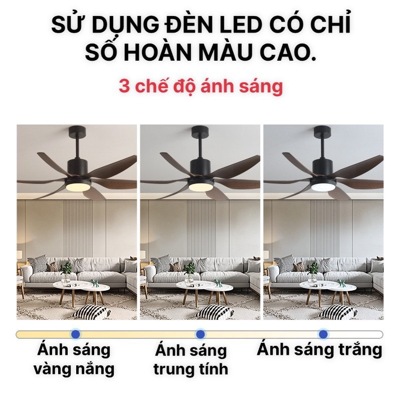 Quạt trần đèn 6 cánh trang trí phòng khách, nhà bếp, phòng ngủ  AREZZO mã ARZ-QS019