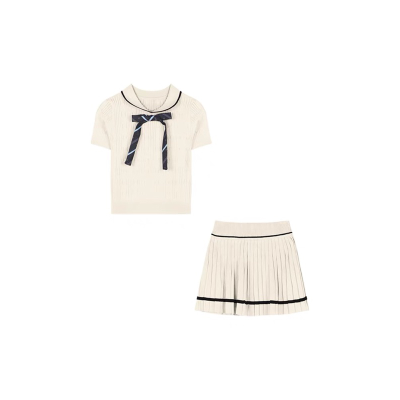 Quini.store - Set Áo + Chân Váy Len Nơ Xinh