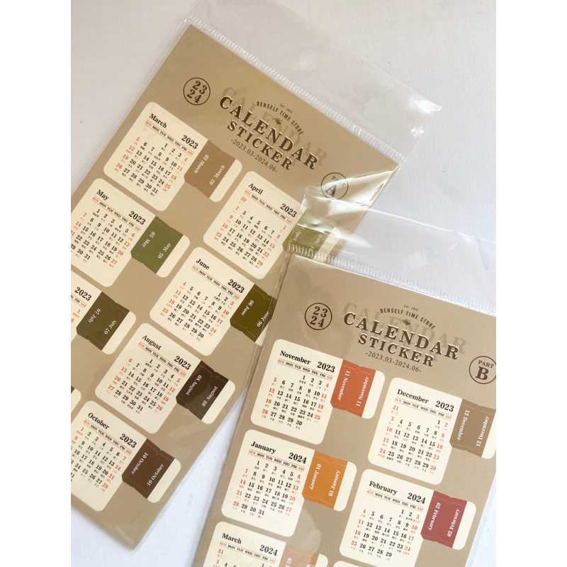 Sticker lịch nhãn dán đánh dấu trang hàng tháng 2023-2024