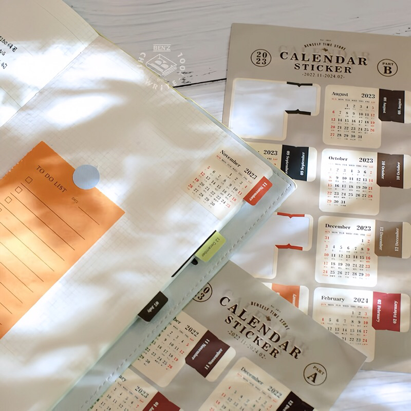 Sticker lịch nhãn dán đánh dấu trang hàng tháng 2023-2024