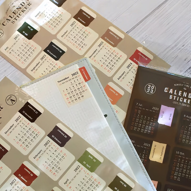 Sticker lịch nhãn dán đánh dấu trang hàng tháng 2023-2024