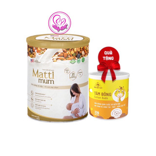 Sữa hạt lợi sữa Matti Mum lon 650g + quà hộp tăm bông