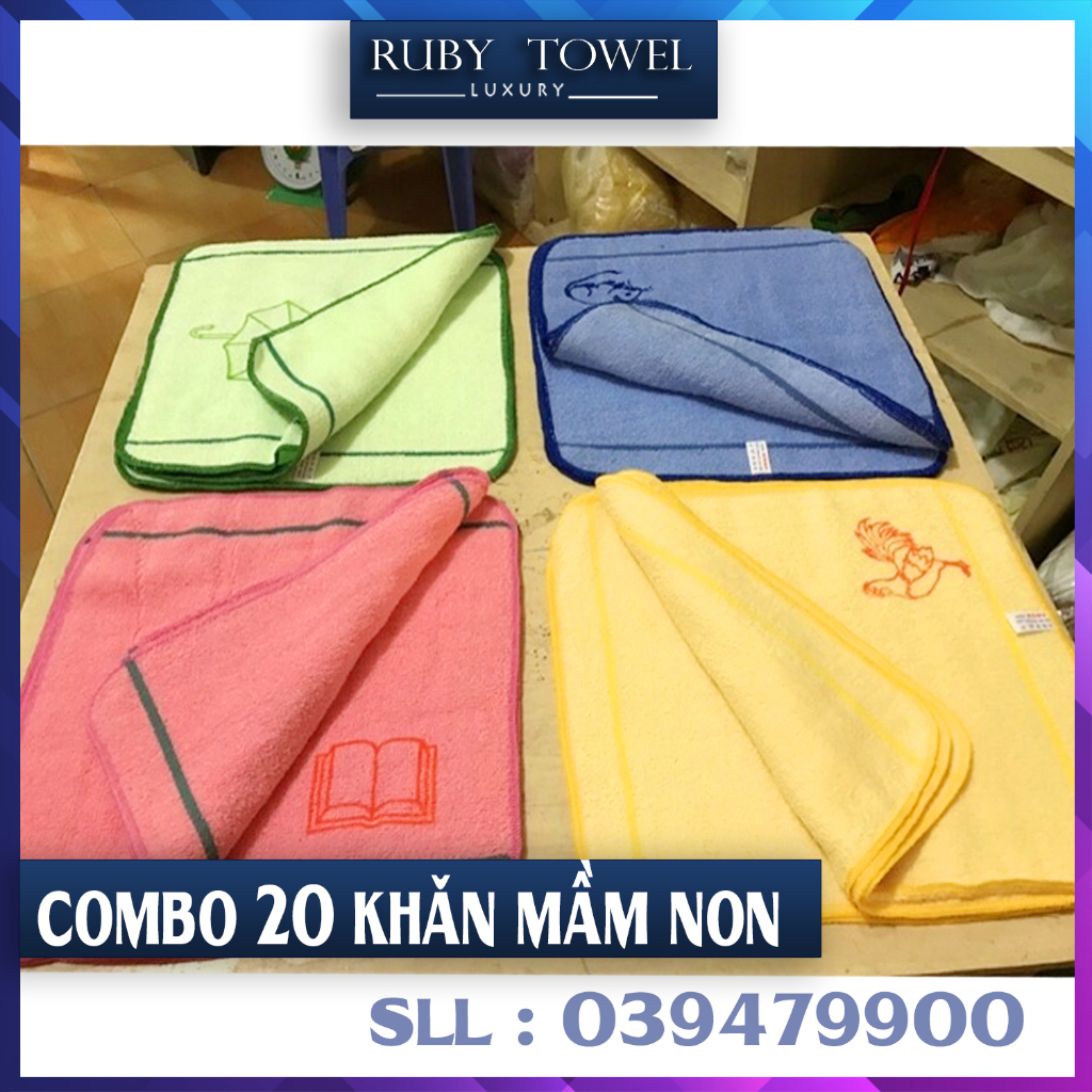 Combo SIÊU RẺ 20 khăn mầm non màu in kí hiệu