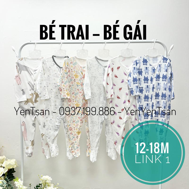 Body sleep CÓ TẤT, bộ ngủ liền thân cho bé trai và bé gái, bodysuit