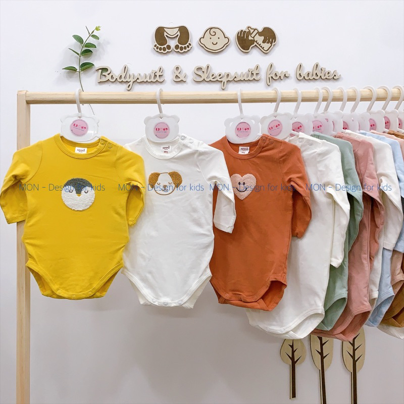 Bodysuit vải ORGANIC COTTON bộ body chip dài tay hàng xuất các hã.ng Petit.Beguin, Seed, Old.Navy cho bé