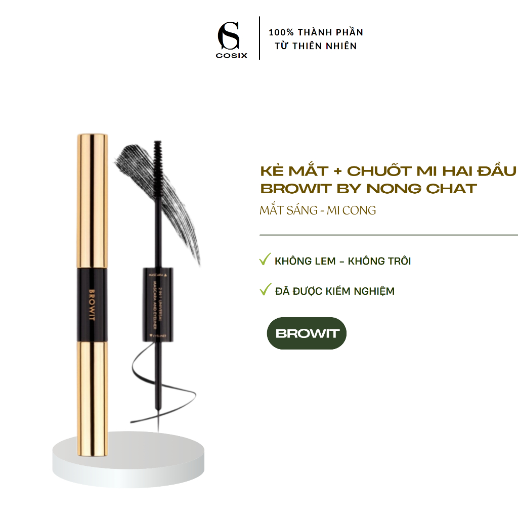 Mascara nongchat 2 đầu Browit by Nongchat 2 in 1 Universal Mascara and eyeliner- Kẻ mắt và chuốt mi Browit