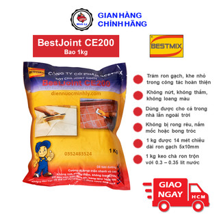 Bao 1kg keo chà ron bestjoint ce200 keo chít mạch trong nhà ngoài trời bestmix tương đương sika tile grout