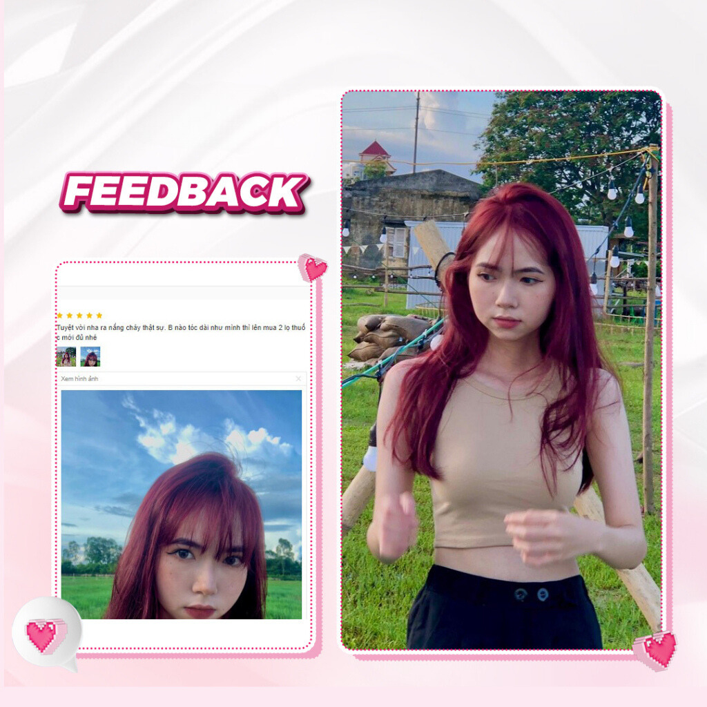 Thuốc nhuộm tóc MÀU ĐỎ RƯỢU VANG không tẩy phong cách Blackpink Hàn Quốc hottrend tặng mũ trùm găng tay May Hair