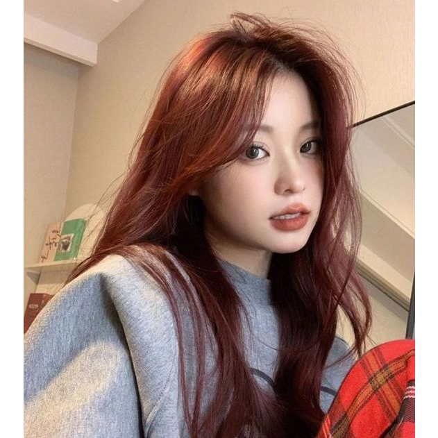 Thuốc nhuộm tóc MÀU ĐỎ RƯỢU VANG không tẩy phong cách Blackpink Hàn Quốc hottrend tặng mũ trùm găng tay May Hair