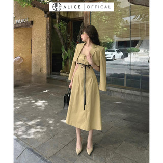 Set Đồ Nữ Sang Chảnh Váy Dáng Dài Cúp Ngực Kèm Áo Khoác Vest Lửng ALICE Chất Kaki Đầm Thiết Kế Dự Tiệc, Đám Cưới S394