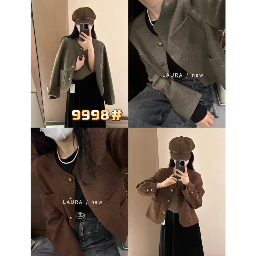 Áo Dạ  Dáng Ngắn , Áo Khoác Dạ cài nút có túi phong cách tiểu thư Hàn Quốc - immin.h