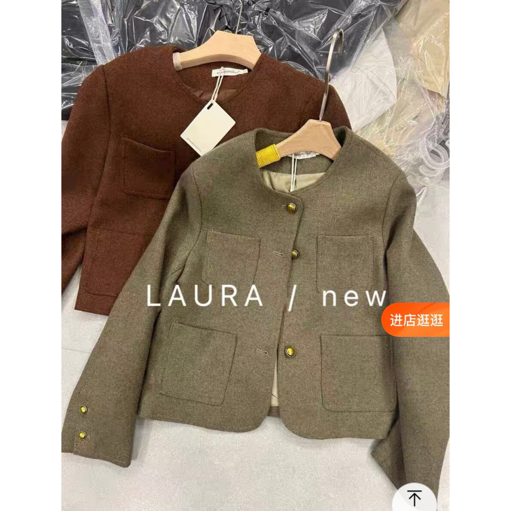 Áo Dạ  Dáng Ngắn , Áo Khoác Dạ cài nút có túi phong cách tiểu thư Hàn Quốc - immin.h