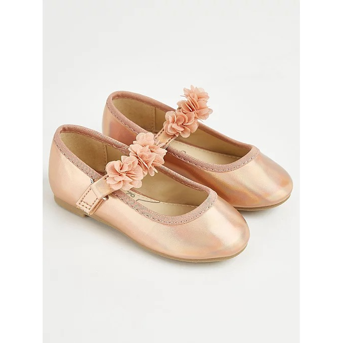 Giày búp bê kim tuyến hoa bạc gold George_UK authentic