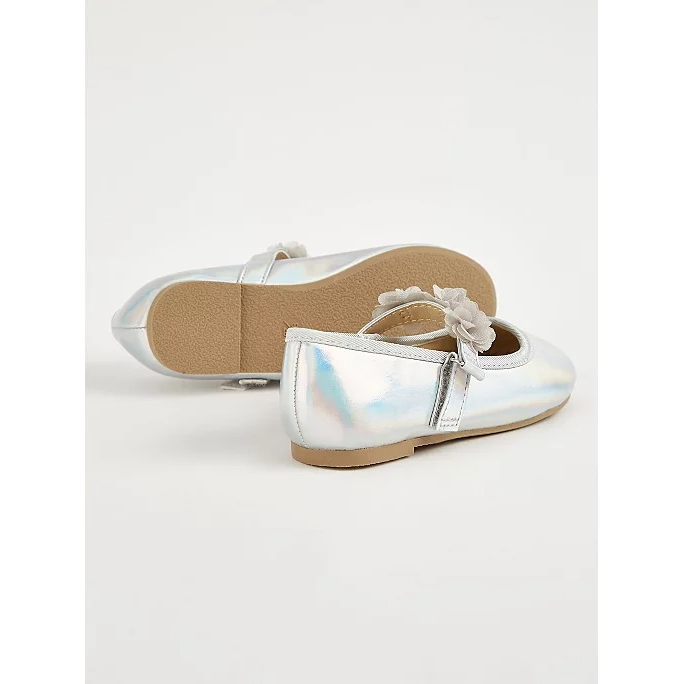 Giày búp bê kim tuyến hoa bạc gold George_UK authentic