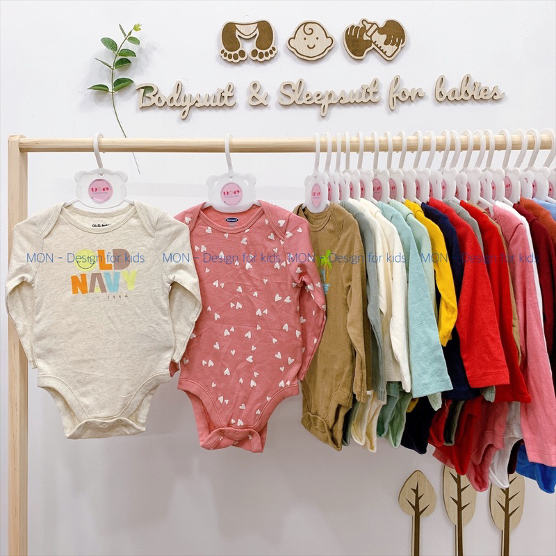 Bodysuit hàng xuất dư Old.Navy bộ body chip dài tay vải ORGANIC COTTON cao cấp mềm mát cho bé