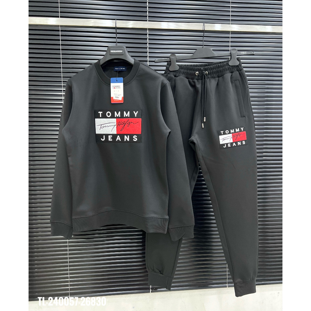 Bộ nỉ dài tay Tommy_ Bộ Áo Sweater Tommy Form Rộng Kiểu Dáng Unisex.-- hot trend Nam nữ New 2023.